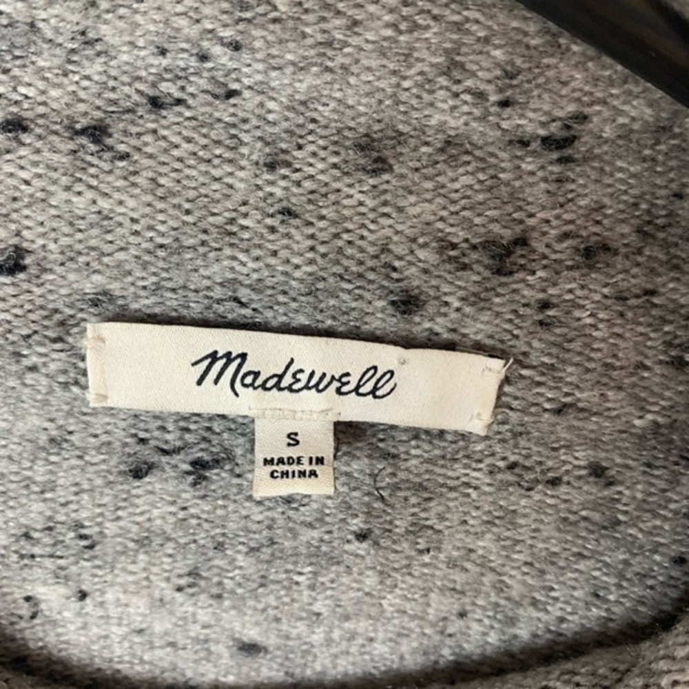 Madewell Mock Turtleneck Pebbled Gray Oversized Sweater Size Small . - Picture 6 of 6